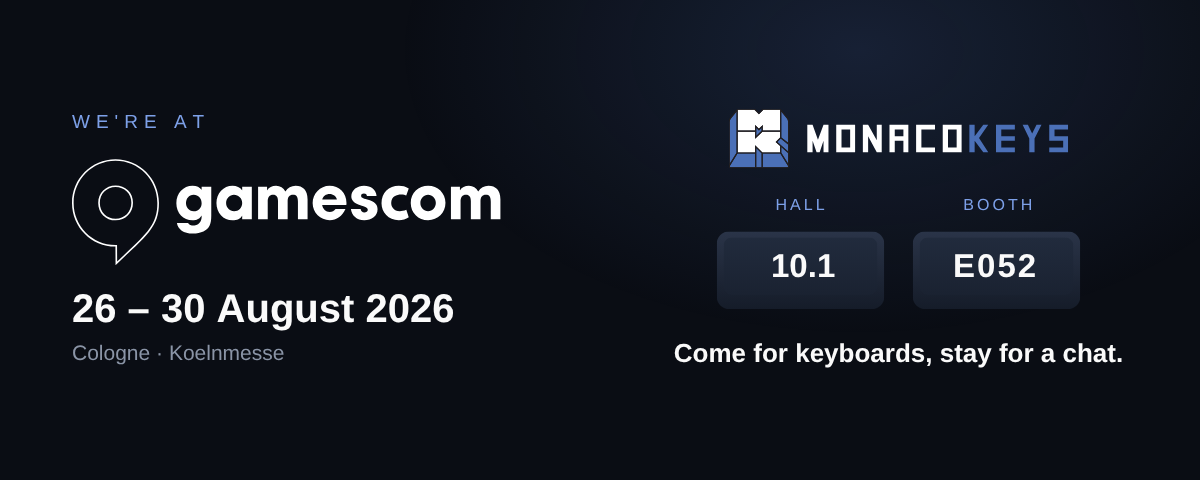 MonacoKeys auf der Gamescom 2026 – Halle 10.1 / Stand E052