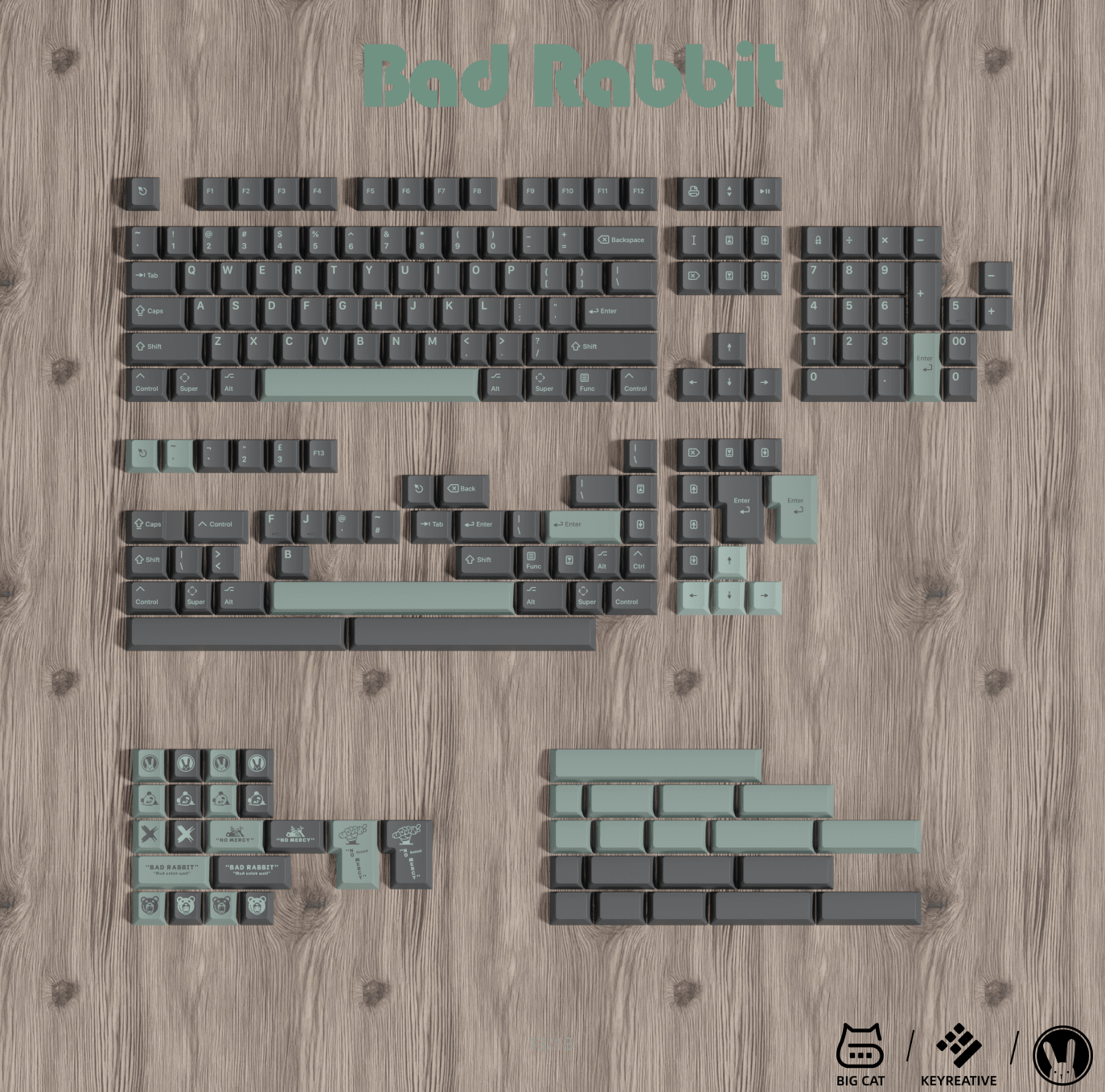 KAP Bad Rabbit - Cherry Profile PBT Double - Shot Keycap Set - MonacoKeys