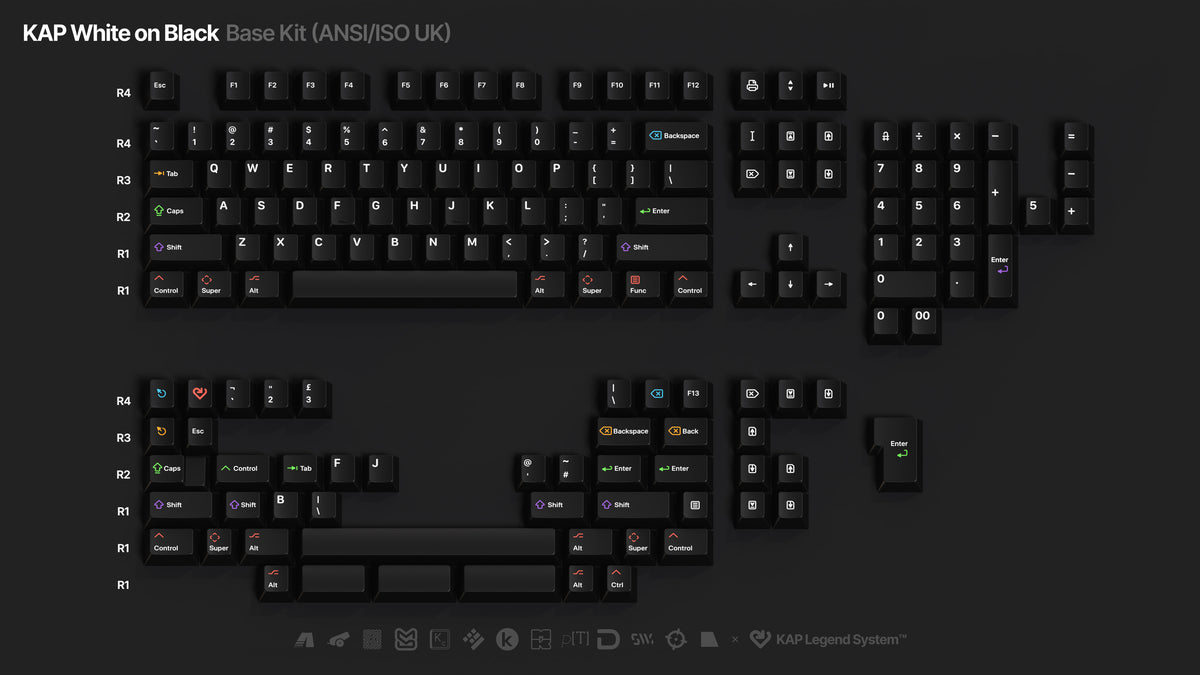 KAP WoB White on Black Double-Shot PBT Keycap Set - MonacoKeys
