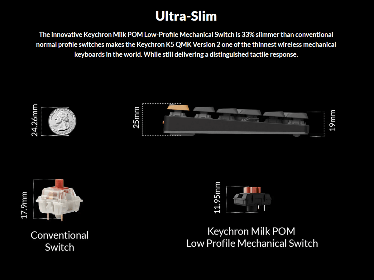 Keychron K5 (Version 2) - Low Profile QMK Wireless Mechanical Keyboard - MonacoKeys