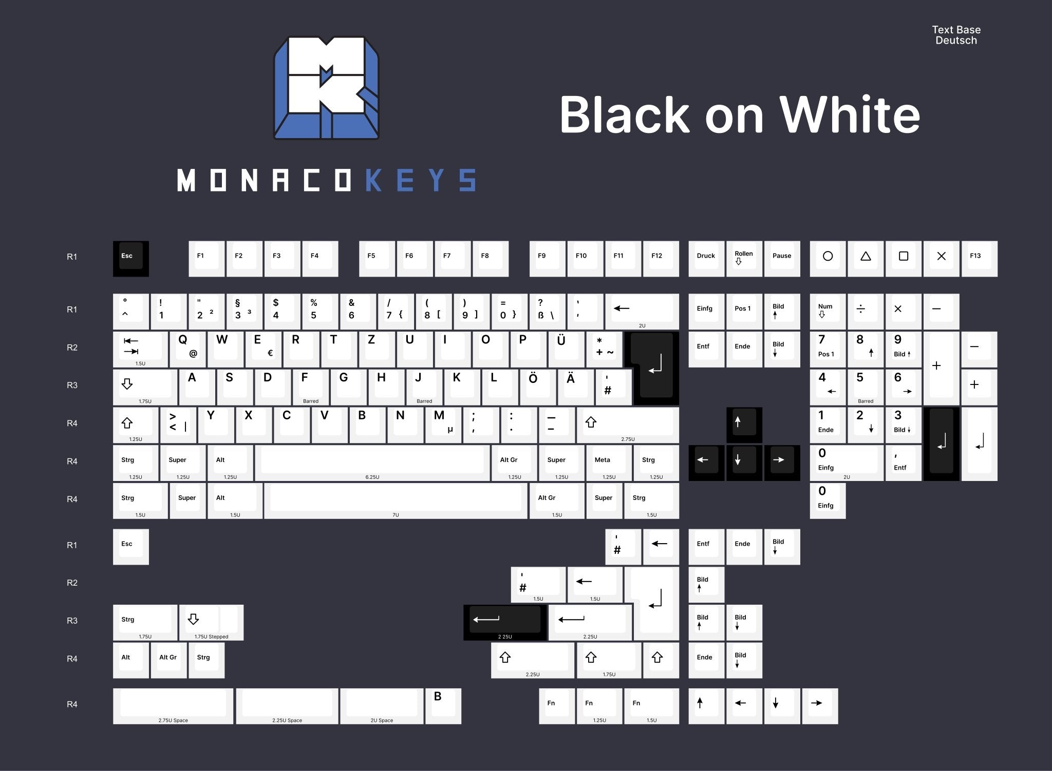 MK Black on White PBT Keycap Set - MonacoKeys