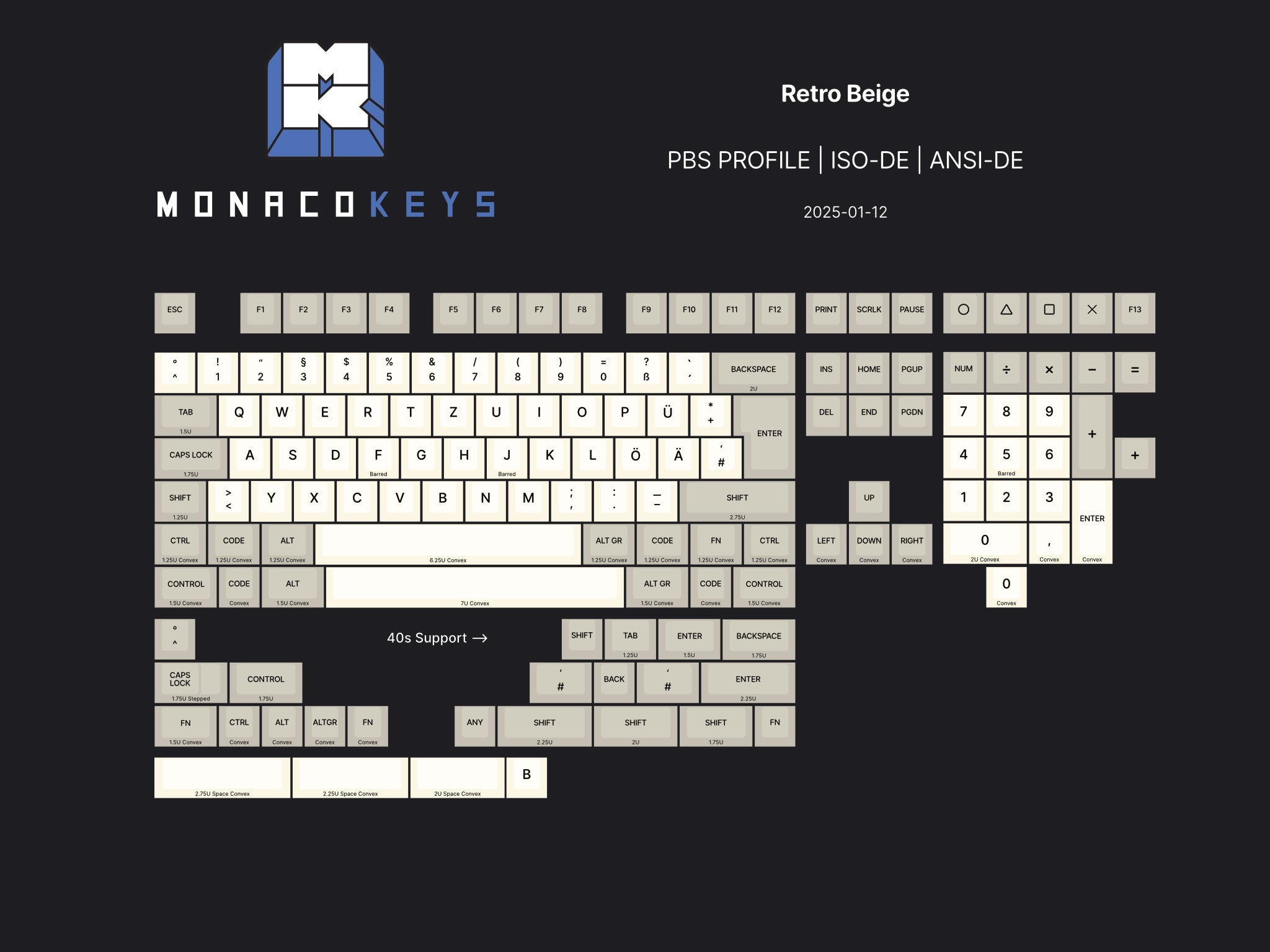 MK PBS Retro Beige PBT Keycap Set - MonacoKeys