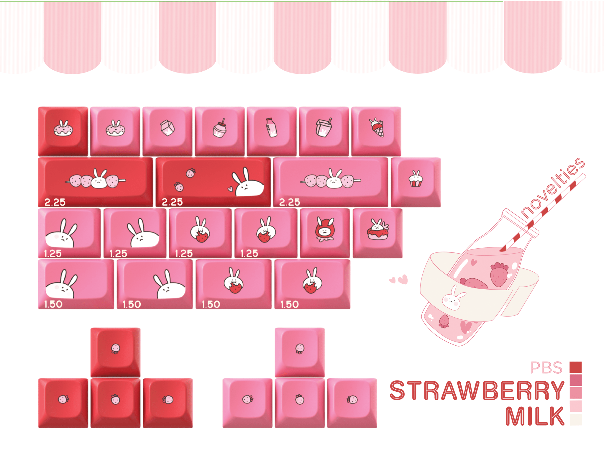 PBS Strawberry Milk PBT Dye-Sub Keycap Set - MonacoKeys