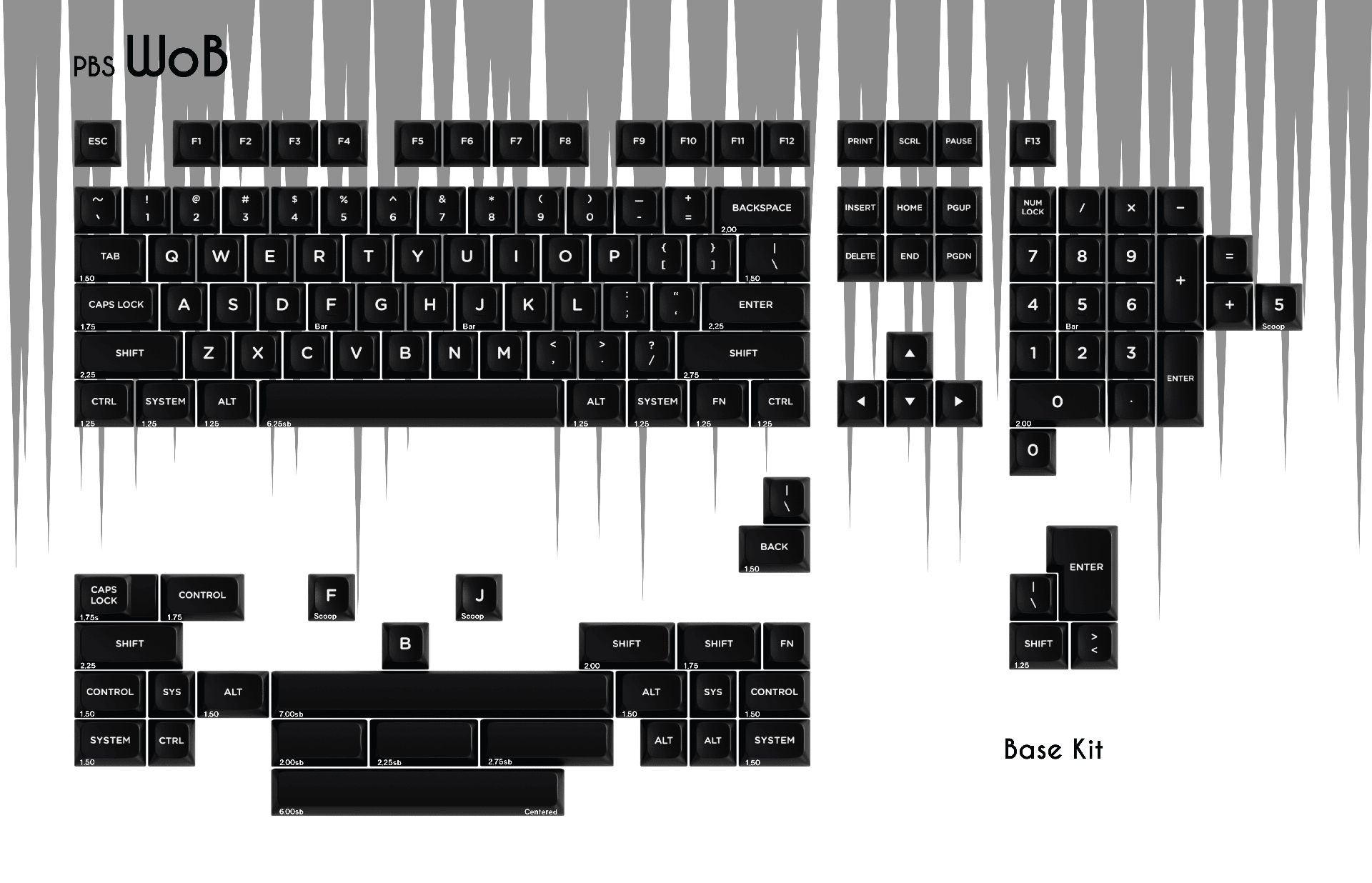 PBS WoB White on Black PBT Dye-Sub Keycap Set - MonacoKeys