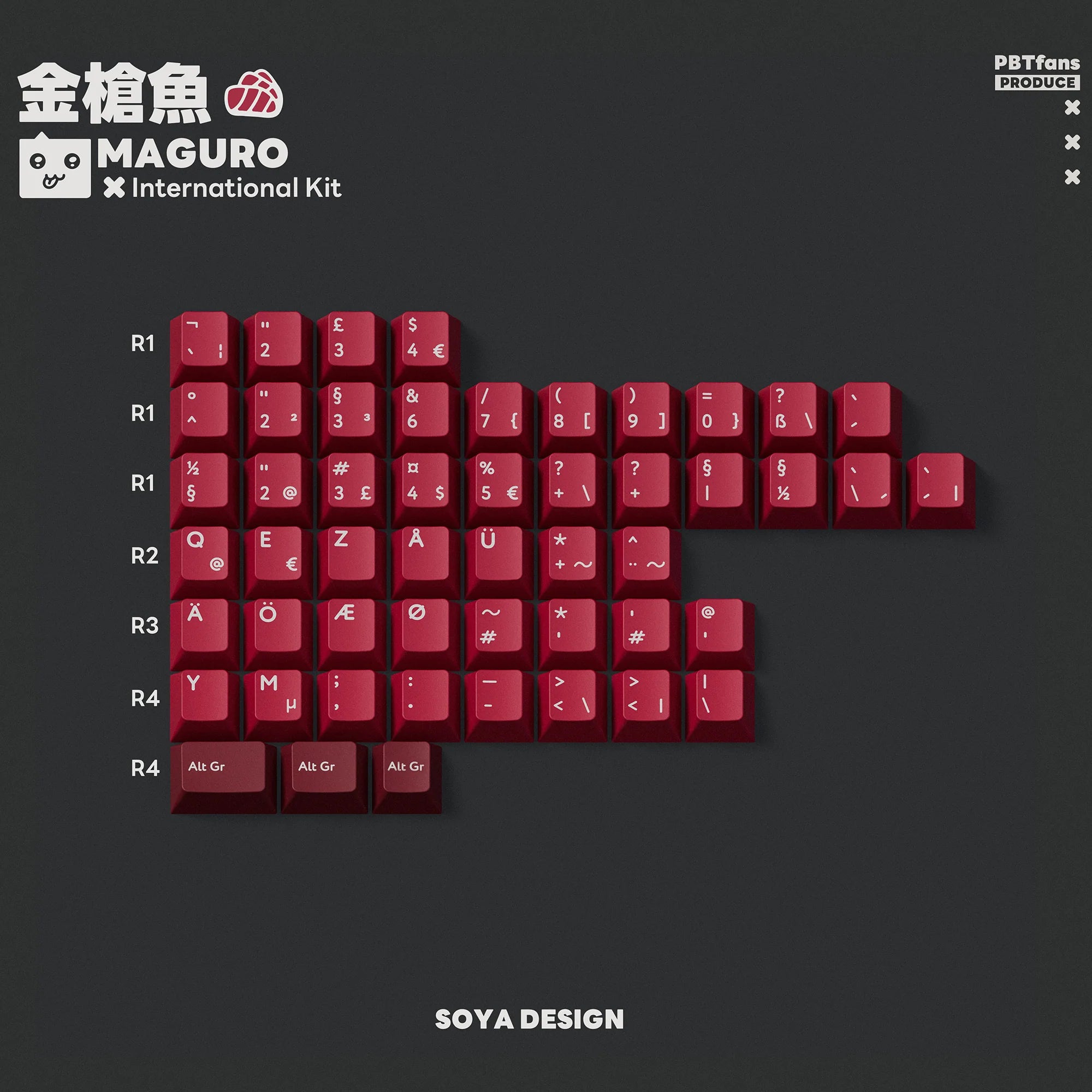 PBTFans Maguro - PBT Double-Shot Keycap Set