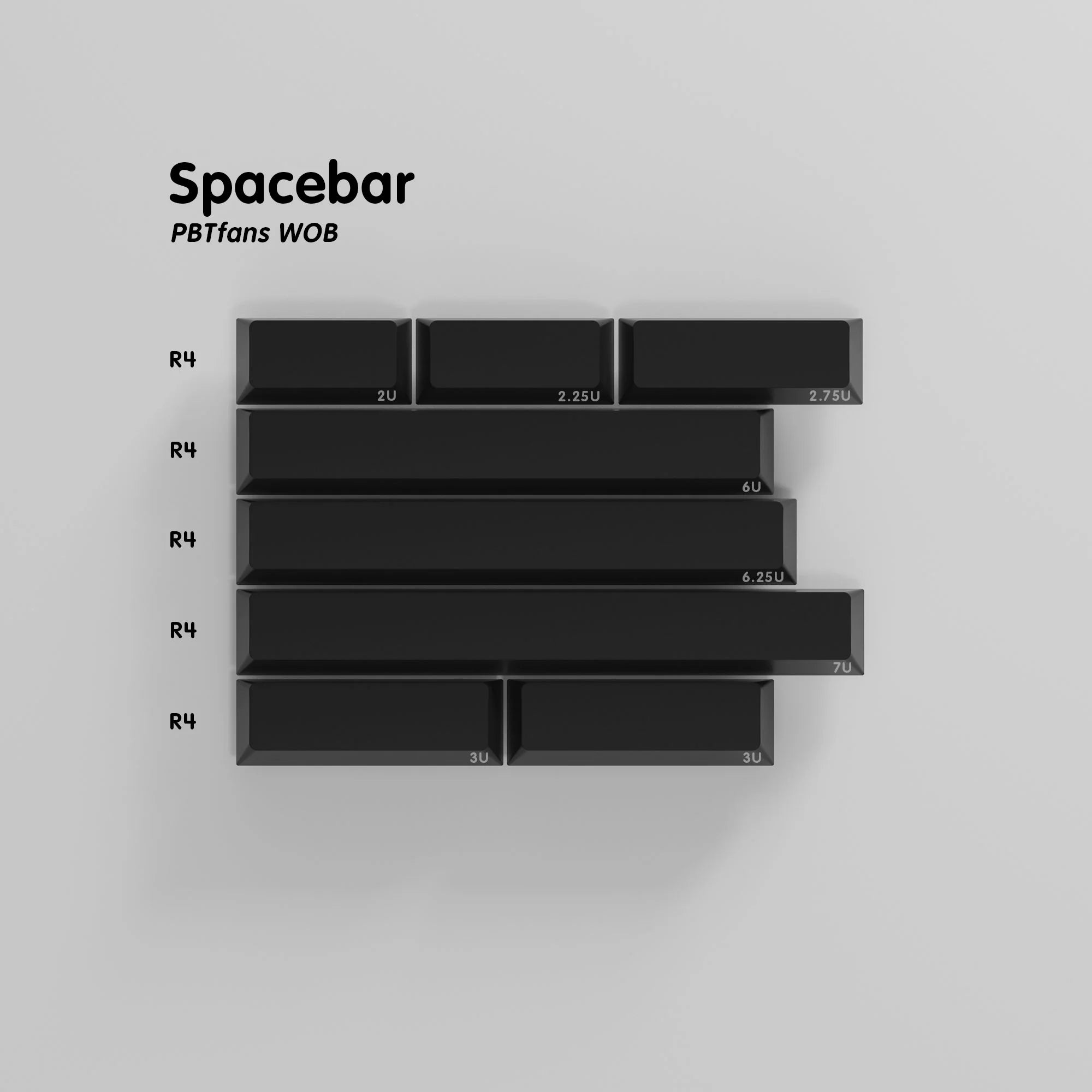 PBTfans WoB White on Black Double-Shot PBT Keycap Set - MonacoKeys