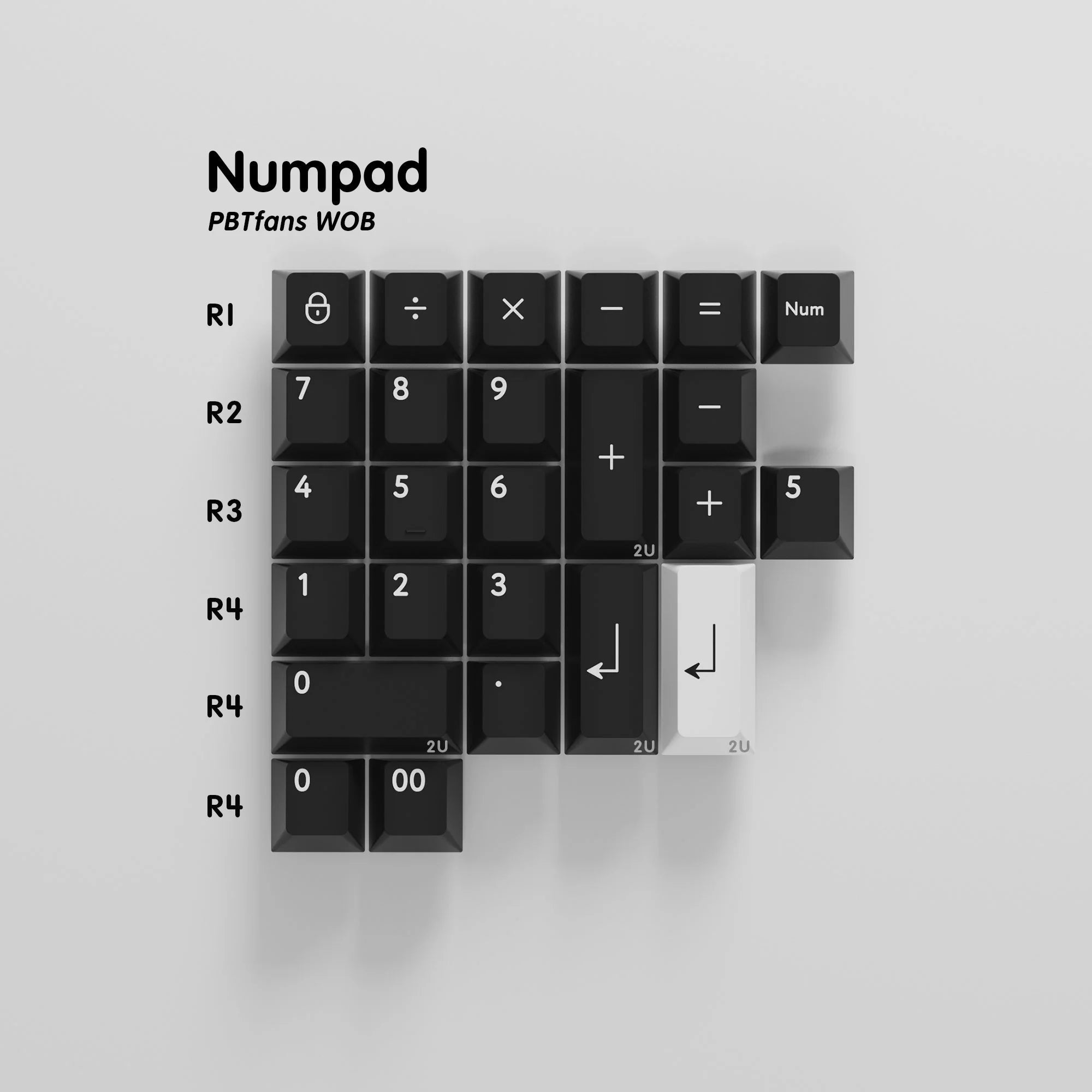PBTfans WoB White on Black Double-Shot PBT Keycap Set - MonacoKeys