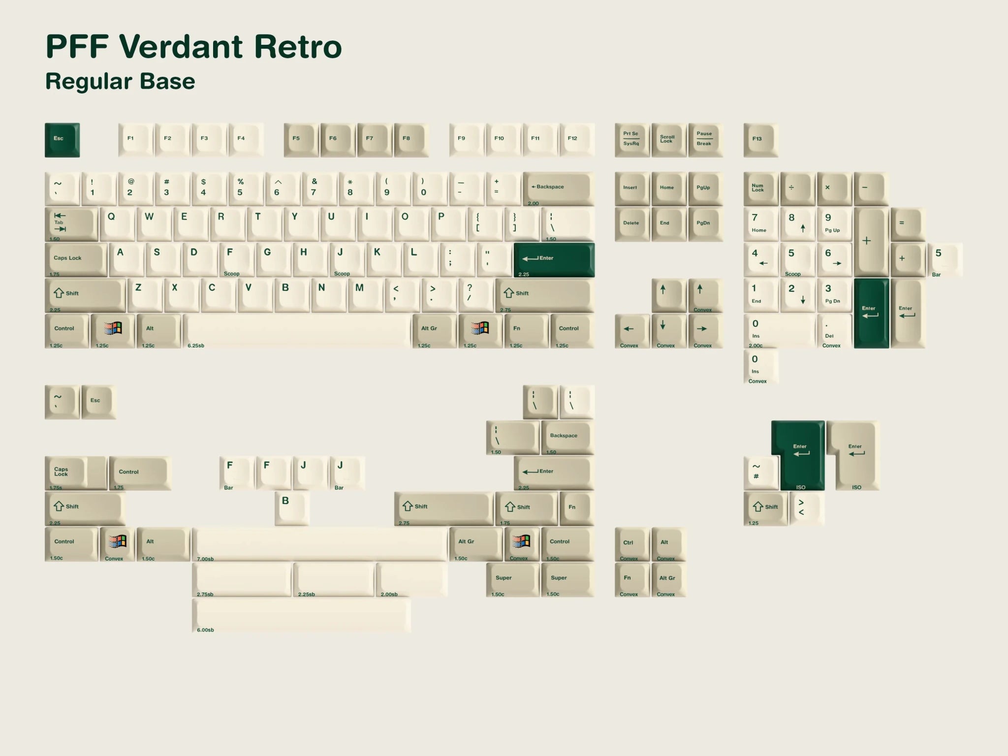 PFF Verdant Retro - Low Profile Keycap Set - MonacoKeys