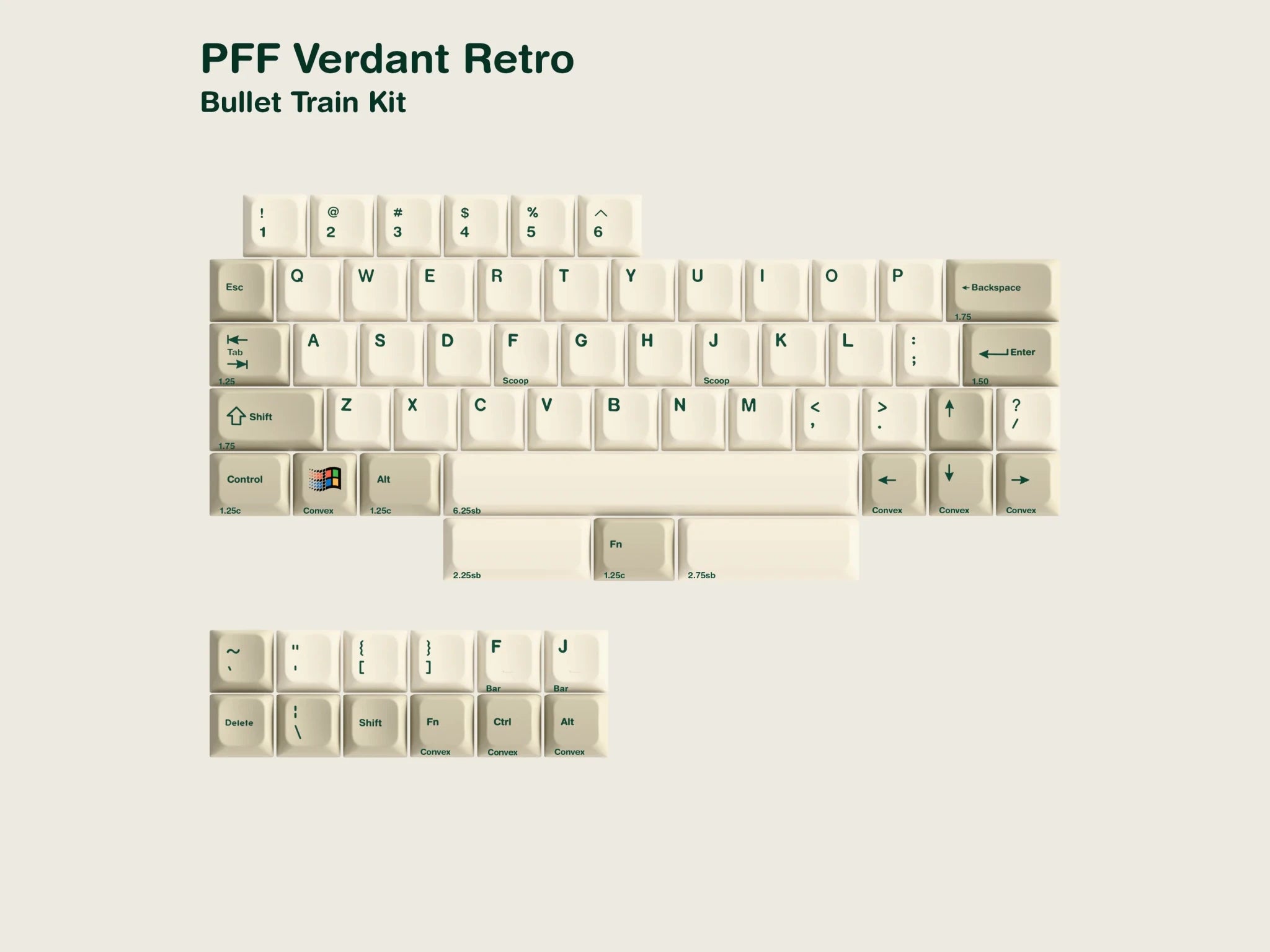 PFF Verdant Retro - Low Profile Keycap Set - MonacoKeys
