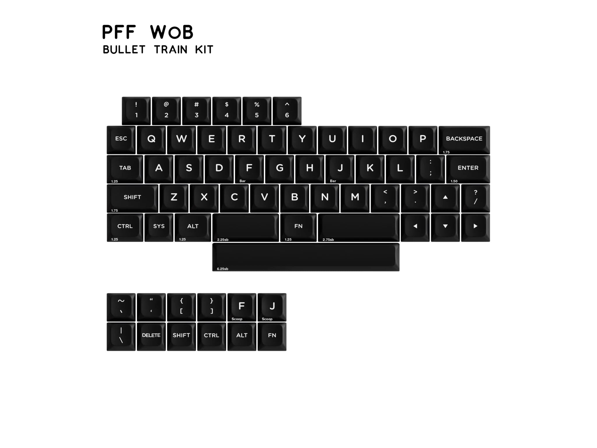 PFF WoB White on Black - Low Profile Keycap Set - MonacoKeys