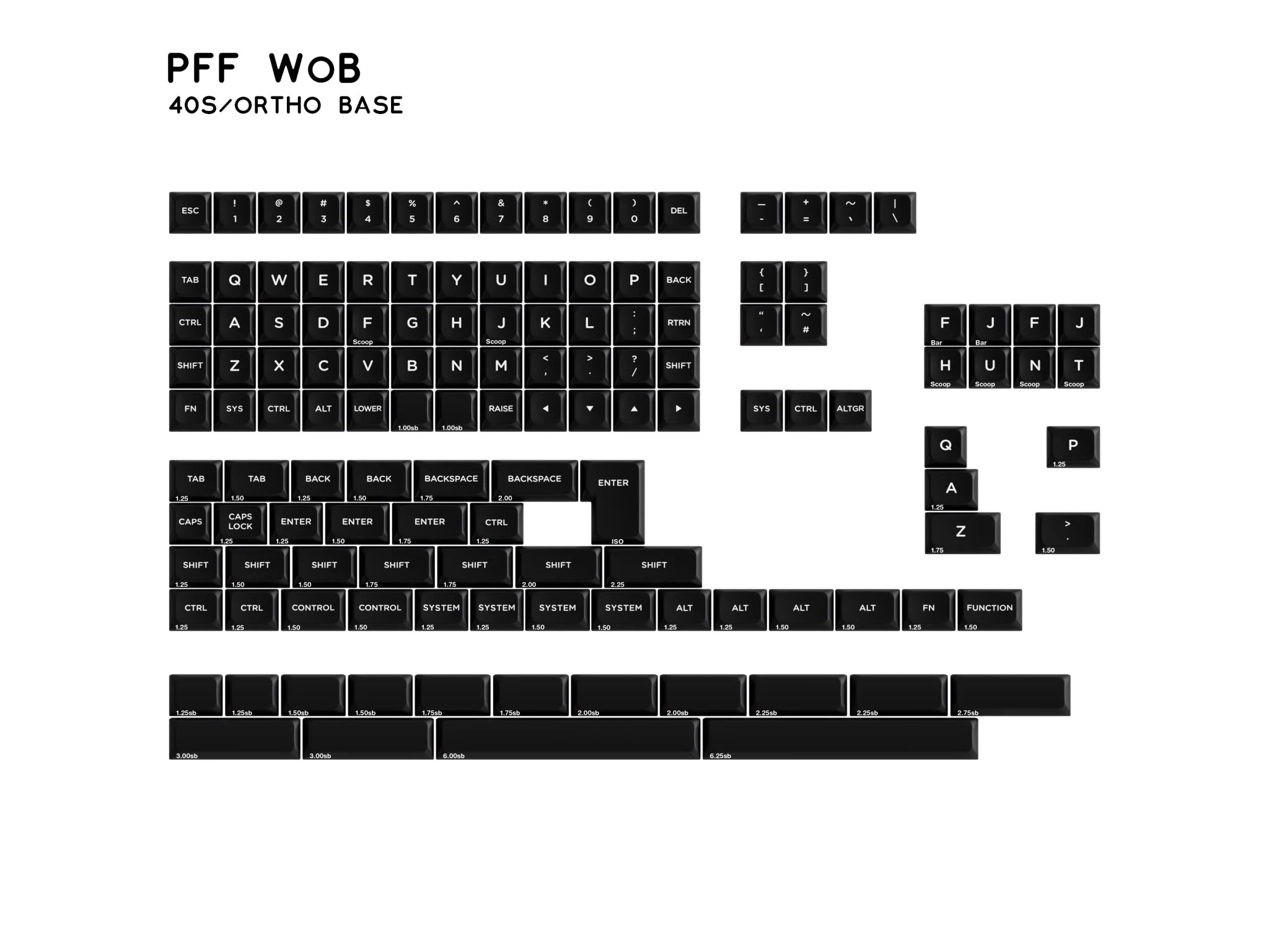 PFF WoB White on Black - Low Profile Keycap Set - MonacoKeys