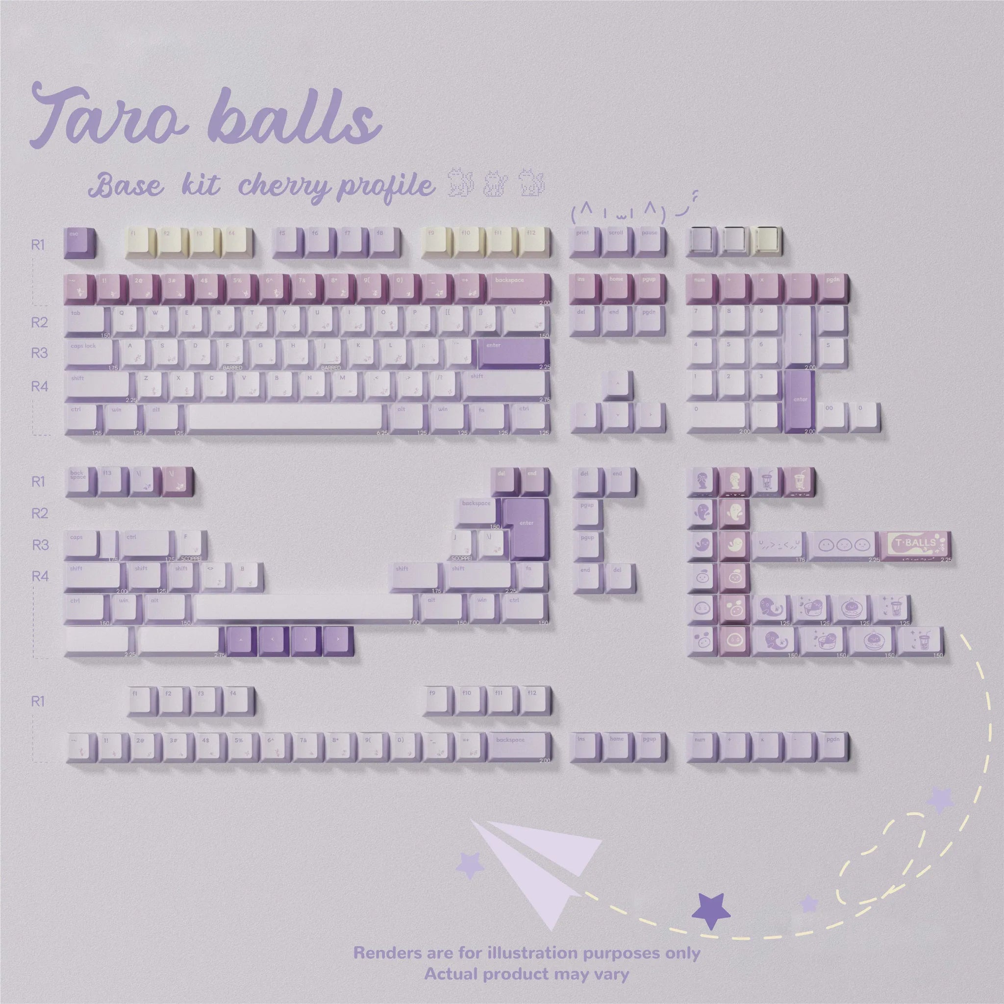 QK Taro Balls Cherry Profile PBT Keycap Set - MonacoKeys
