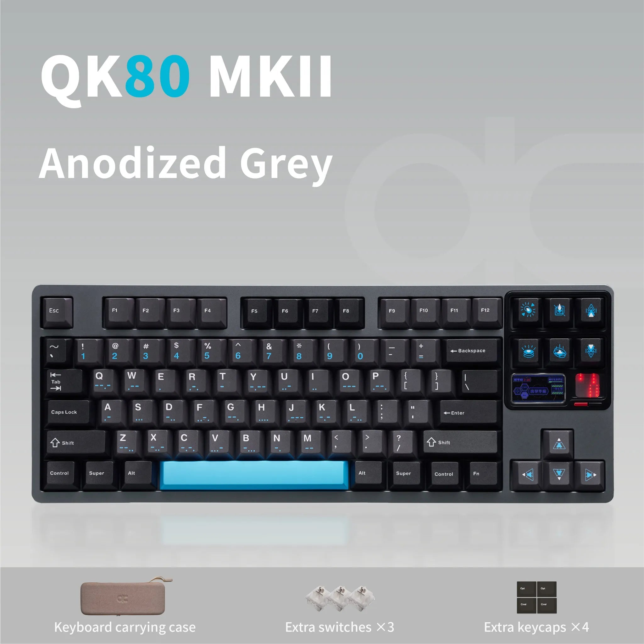 QK80 Mk2 Prebuilt - 80% TKL ISO+ANSI Mechanical Aluminium Keyboard - MonacoKeys