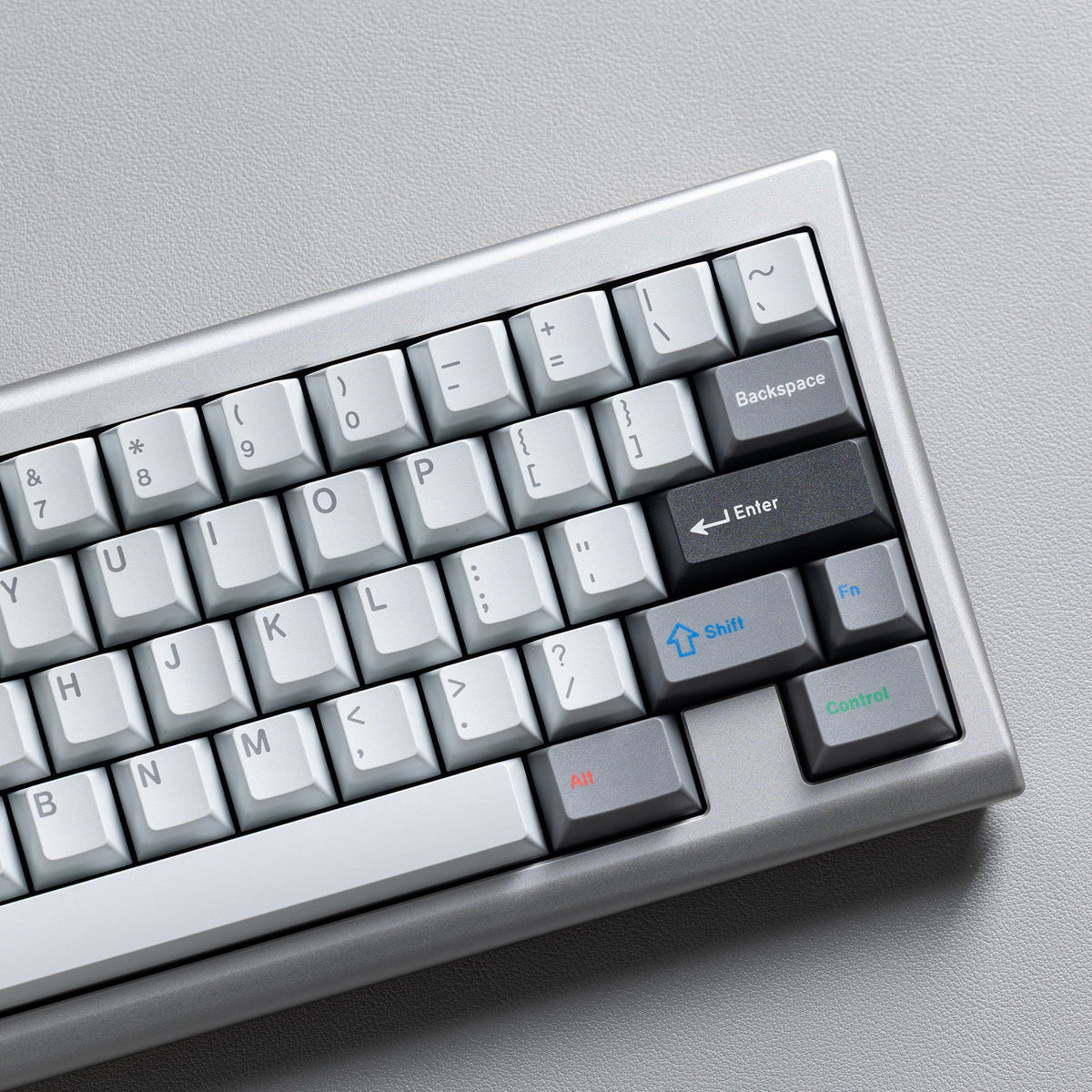 KBDFans KO-Onibi 60% keyboard kit, close-up of the right side with Enter, Backspace and Shift