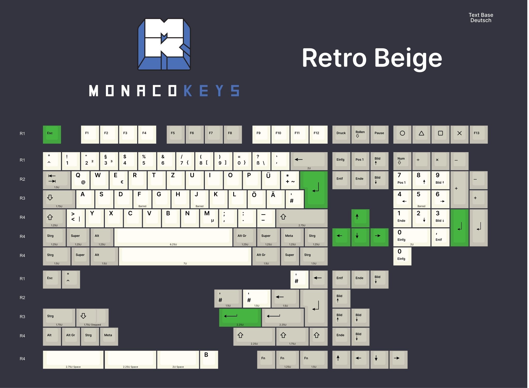 MK Retro Beige PBT Cherry Profile Keycap Set - MonacoKeys