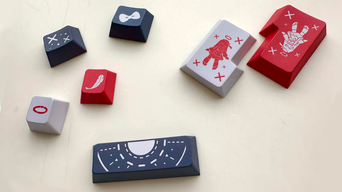 MW Datenshi Novelty-Keycaps (Sample) lose: Heiligenschein, Feder, Schleife, Engelsmotive und Sonnenmotiv