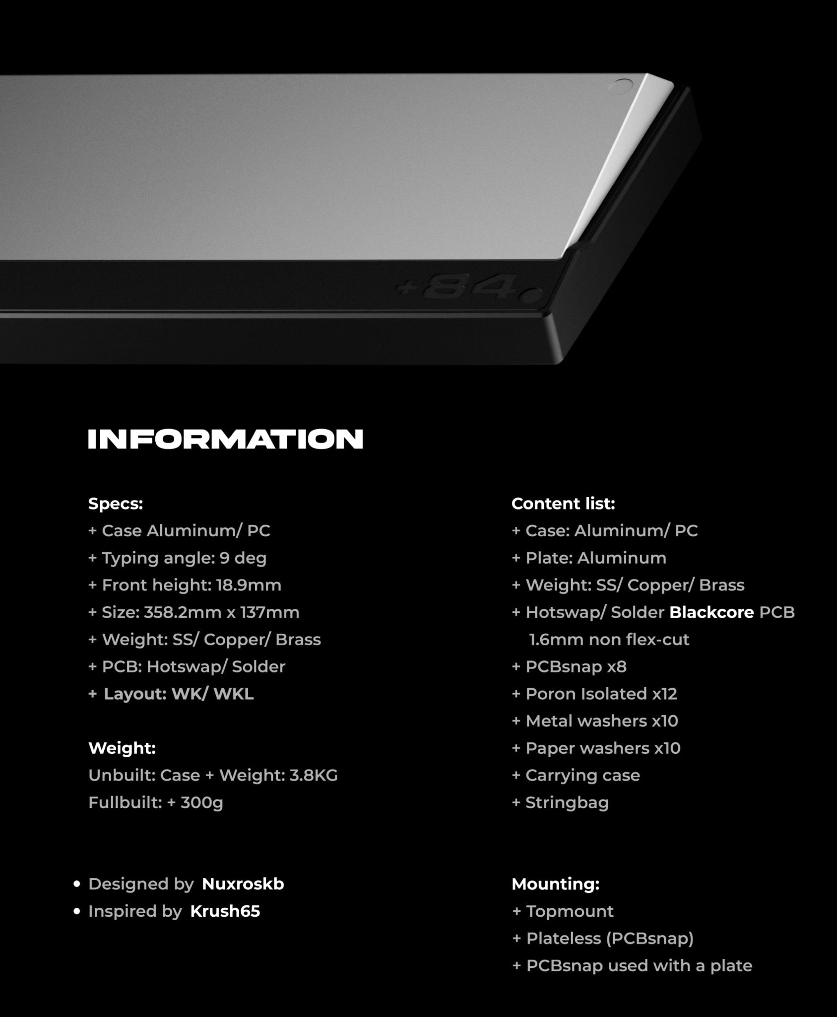 Nuxros +84 Classic TKL - 80% TKL Mechanical Aluminium Keyboard Kit - MonacoKeys