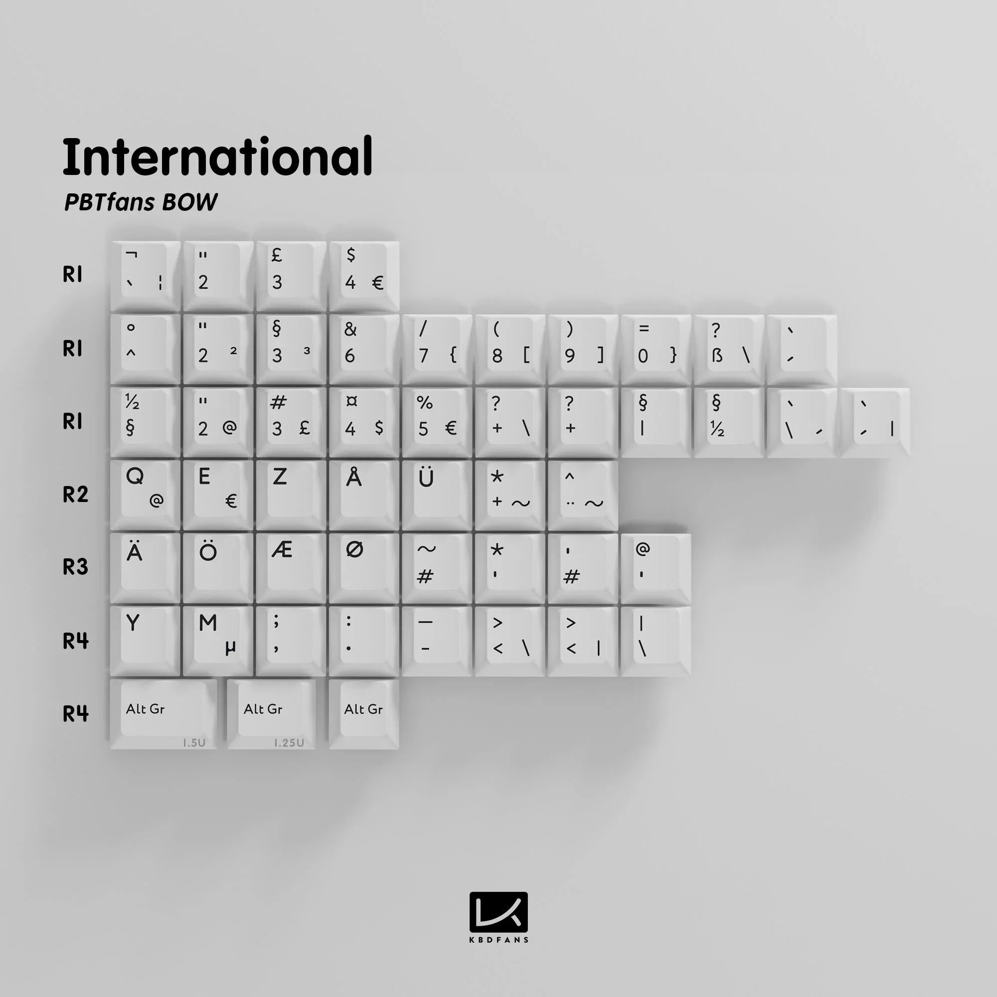 PBTfans BoW Black on White Double-Shot PBT Keycap Set - MonacoKeys