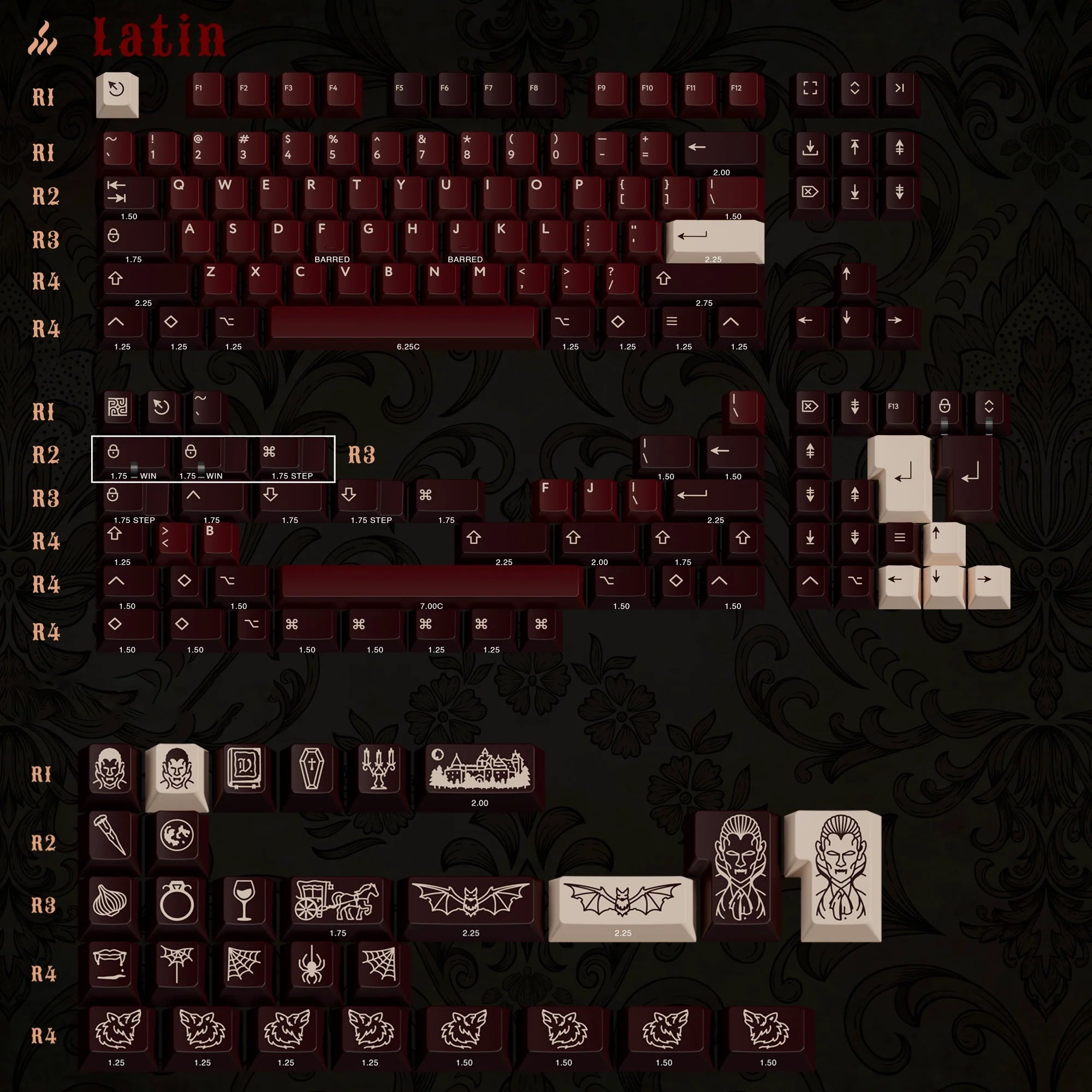 PBTfans Count Dracula Double-Shot ABS Keycap Set - MonacoKeys