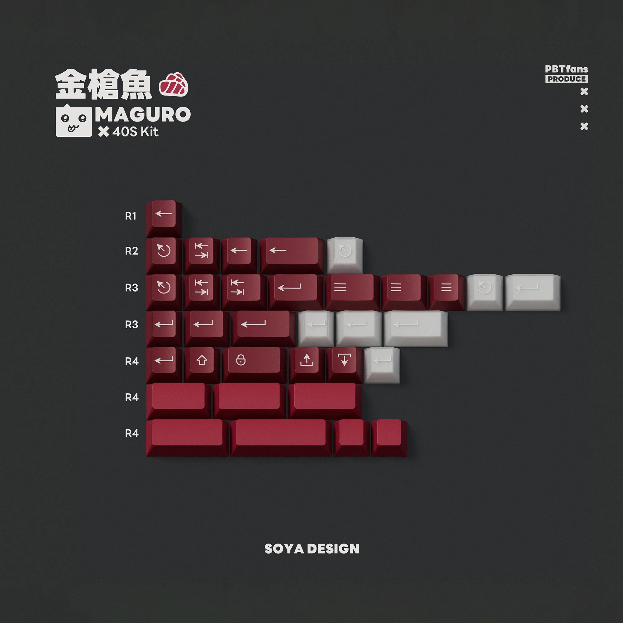 PBTFans Maguro - PBT Double-Shot Keycap Set