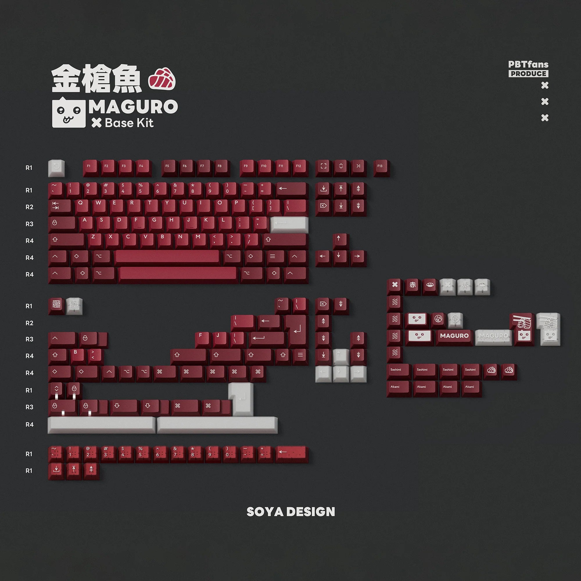 PBTFans Maguro - PBT Double-Shot Keycap Set