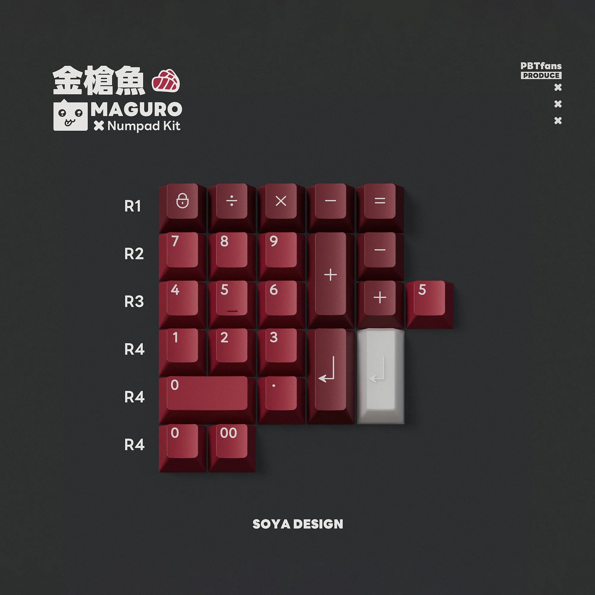 PBTFans Maguro - PBT Double-Shot Keycap Set