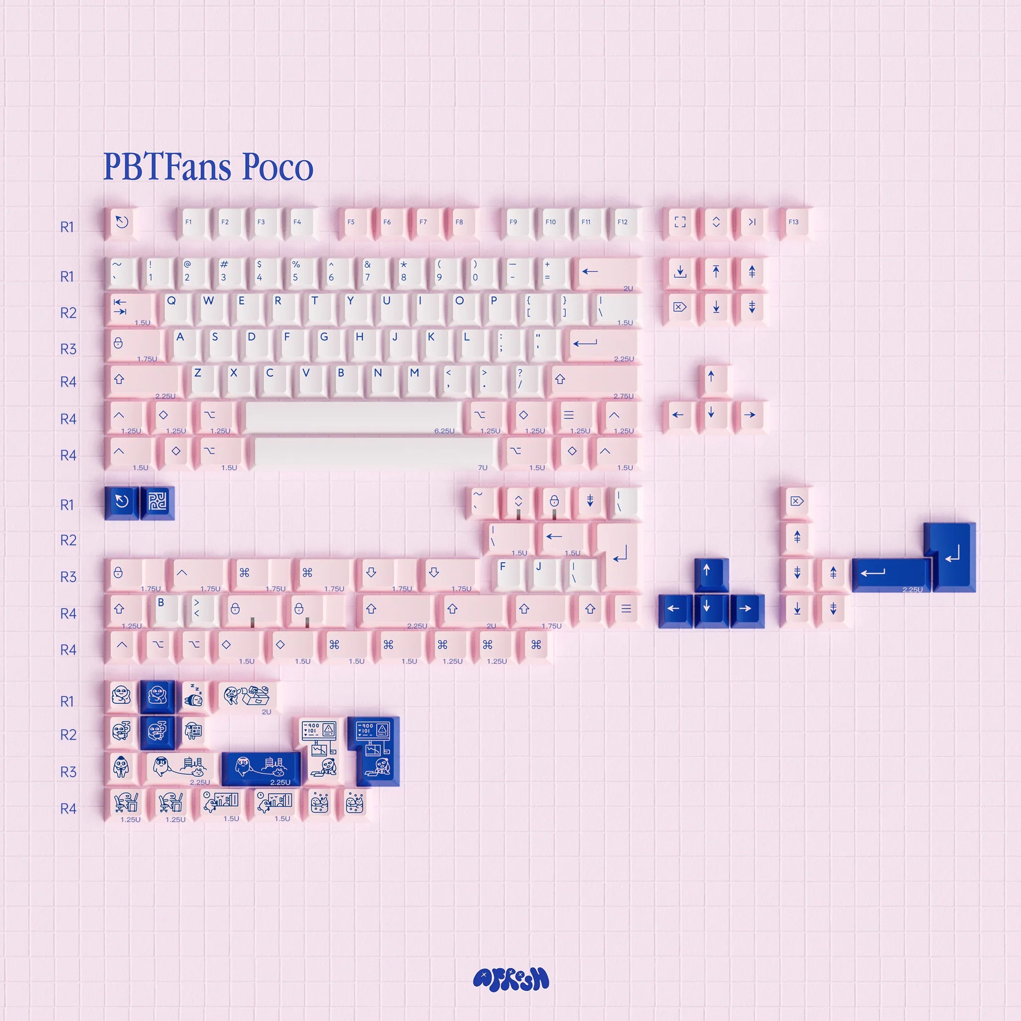 PBTFans Poco R2 - Double-Shot ABS Keycap Set - MonacoKeys