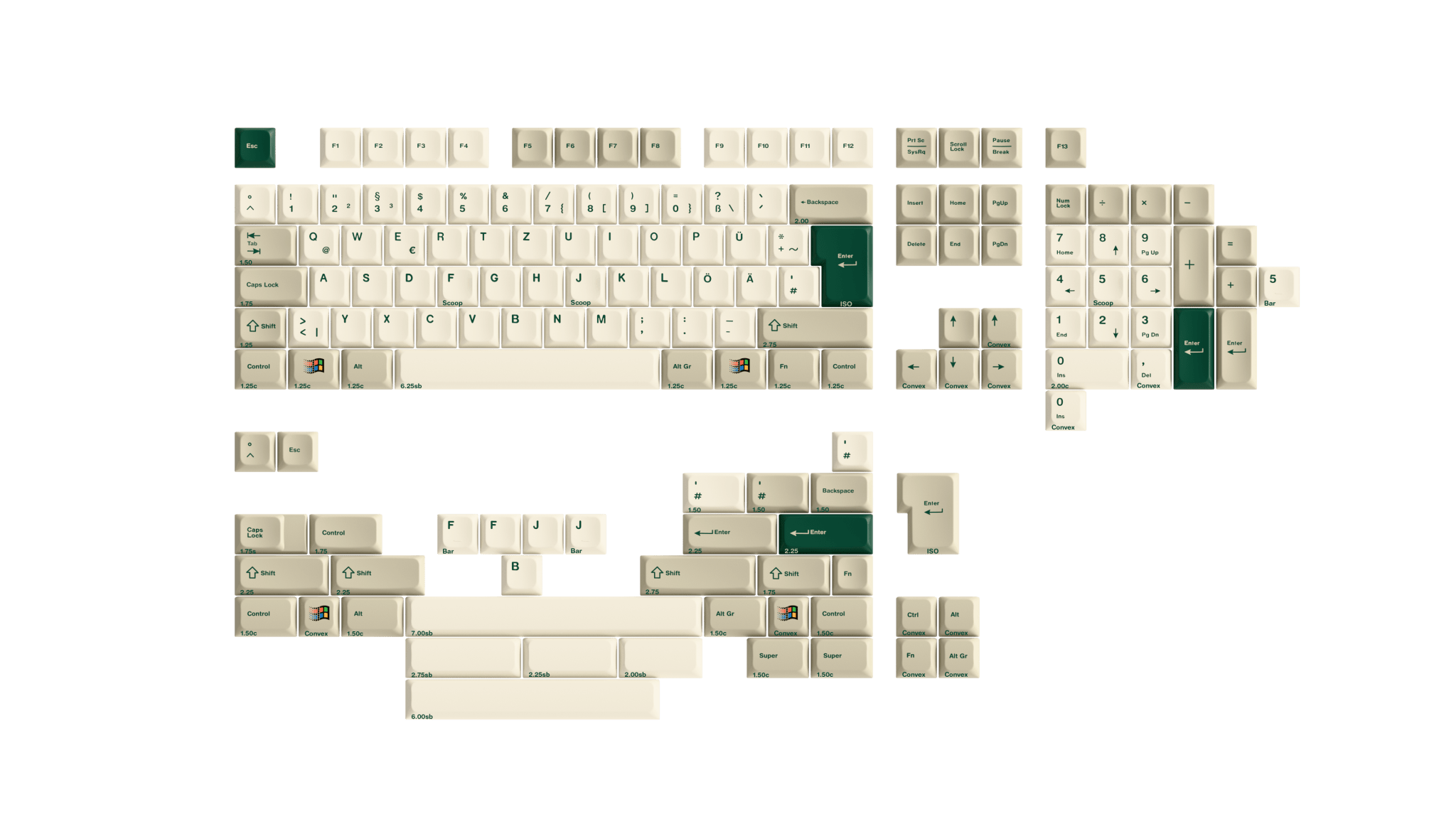 PFF Verdant Retro - Low Profile Keycap Set - MonacoKeys